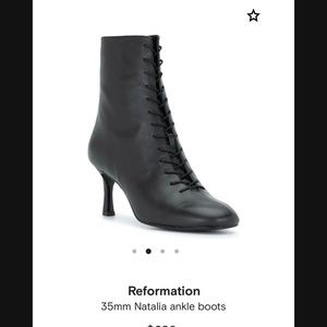 Black leather Reformation size 5.5 boots laces up.